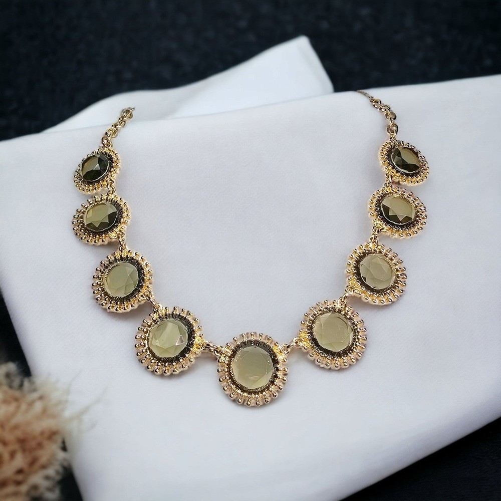 Statement Necklace Griege Station Elegant Goldtone Round Medallions 21"